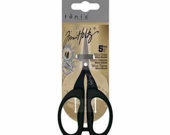 Tim Holtz 5in Titanium Mini Snips are Exceptionally Sharp Cutting Products by Tonic Studios of USA, Large Kushgrip Handles for Comfort