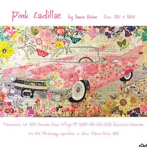 Pink Cadillac Collage Quilt by Laura Heine is Super Cute and Sew Much Fun Allowing You to Play With Your Fabric Stash