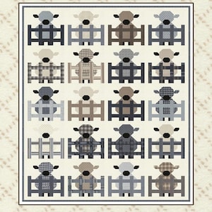 Woolie Lambs Quilt Pattern by Barbara Cherniwchan - Modern lamb quilt pattern using flannels