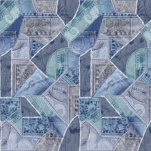 Embellished Denim Pockets - Denim Friendly from Blank Quilting, sold by the quarter yard, choose your cut