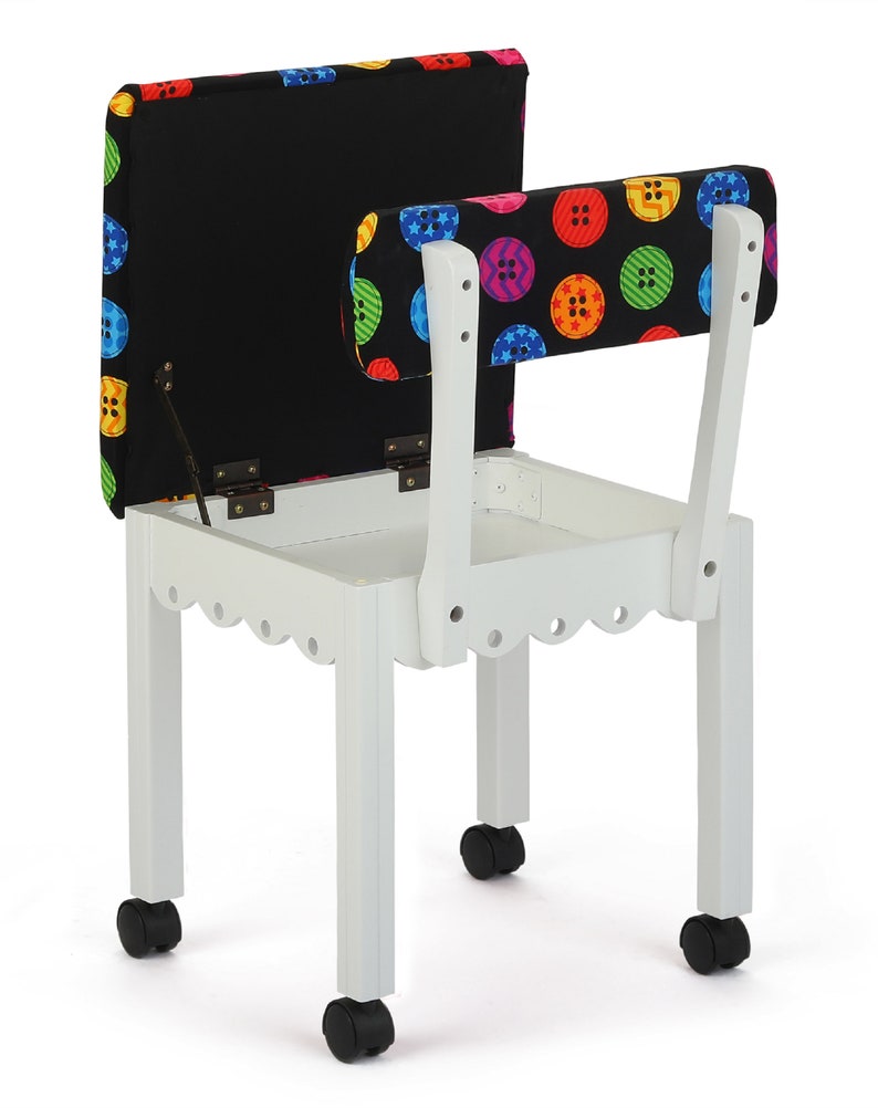 Arrow Wood Sewing and Craft Chair with Gingerbread Design Girly Print Button Pattern White Chair Craft Chair
