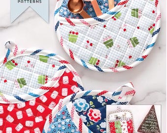 Pot Holder Parade Sewing Pattern by Melissa Mortenson - instructions to make 4 different styles of potholders