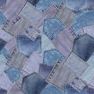 Denim Pockets - Med. Denim - Denim Friendly from Blank Quilting, sold by the quarter yard, choose your cut