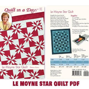 Ladda ner idag, Le Moyne Star Quiltmönster, Omedelbara Quiltmönster, Skriv ut hemifrån, Quilt på en dag, Omedelbar nedladdning, Fjärde juli Quilt
