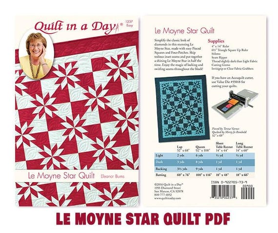 Download Today, Le Moyne Star Quilt Pattern, Instant Quilt Patterns, Print From Home, Quilt in a Day, Instant Download, Fourth of July Quilt