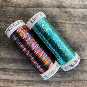 Sliver Metallic Nylon/Polyester Thread 40wt 215d 250yds Multicolor Vibrant Holographic Thread Recommended Needle Size: 90/14, Sewing/Serger