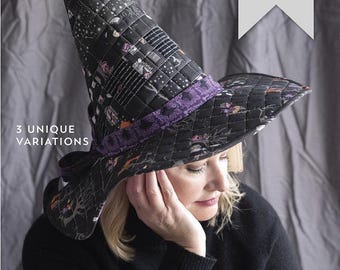 Spellbound Quilted Witch Hat Pattern by Melissa Mortenson, DIY witch hat costume, make your own witch hat for Halloween!