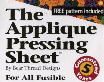 Applique Pressing Sheets by Bear Thread Designs 18 X 20 Non Stick Surface  for Fusible Projects, Applique Polylon Transparent Craft Sheet 