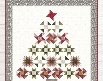 Christmas At Home Quilt Pattern, Yardage Friendly, Christmas Xmas Tree Throw Quilt Pattern, Designs by Lavender Lime