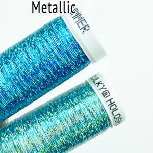 Holoshimmer Holographic Thread in Cool Colorways, Teal Metallic Thread, Light Green Mint Thread, Shinny and Shimmery Thread