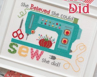 Sew She Did Cross Stitch Pattern by Lori Holt of Bee in My Bonnet Co. for It's Sew Emma