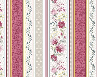Stripe - Rose - French Meadow from Benartex, sold by the quarter yard