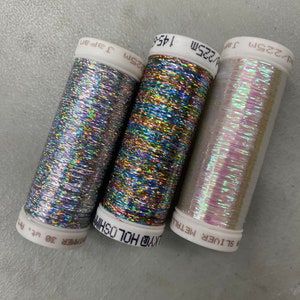 Hologram Flat Slitted Polyester 300m, Holographic Thread, Many Colors to Choose From, Sold Separately, Silver Holographic Thread, Purple