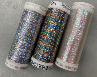 Hologram Flat Slitted Polyester 300m, Holographic Thread, Many Colors to Choose From, Sold Separately, Silver Holographic Thread, Purple