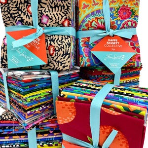 Mystery Kaffe Fassett Fat Quarter Bundle 20 Piece Fabric Bundle, Floral Abstract Bright Mystery Fabric, Free Spirit Fabric Bundle