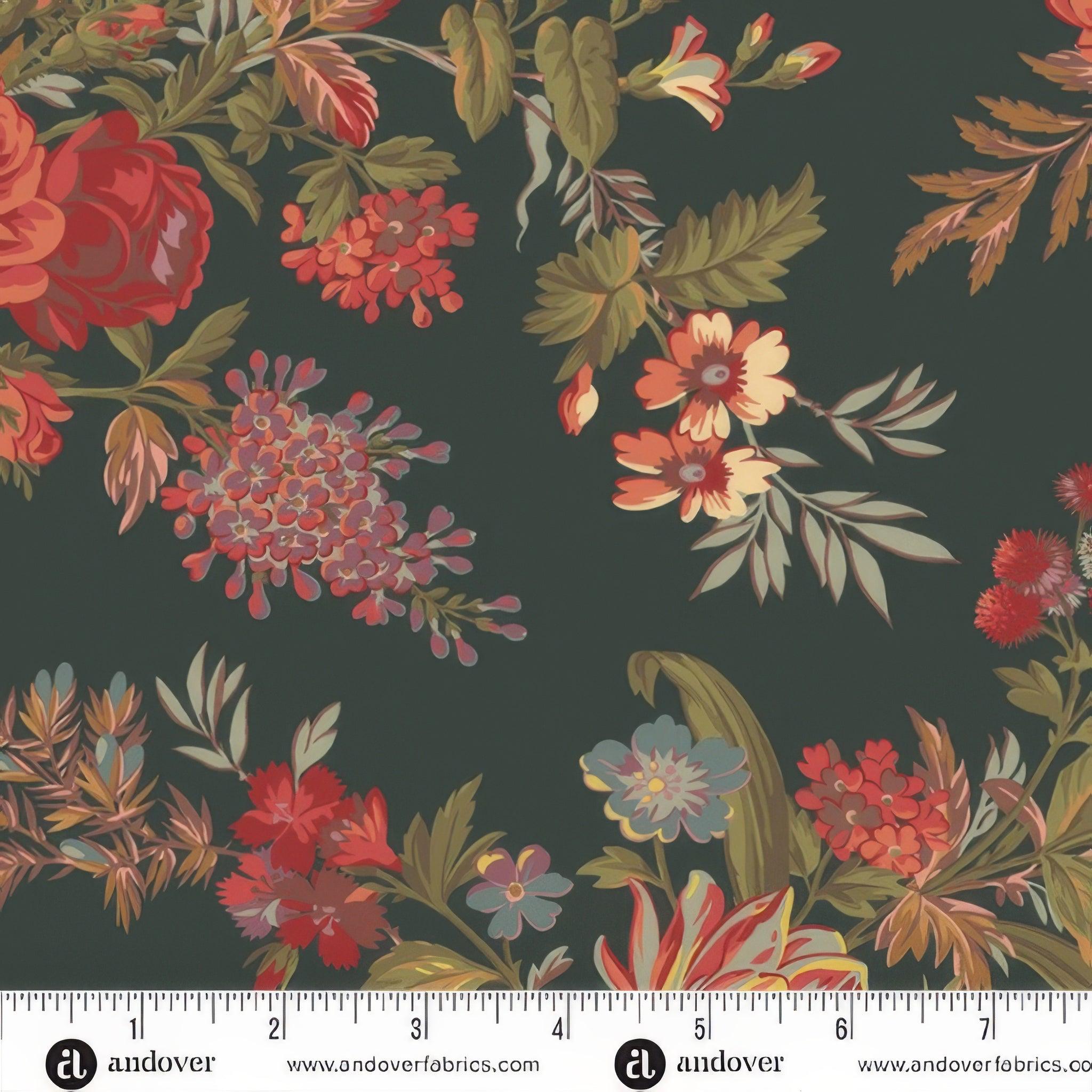 Botanical Beauties 108s Bed of Roses Dark Blue - Edyta Sitar - PER QUARTER METRE Botanical Beauties 108s Bed of Roses Dark Blue - Edyta Sitar - PER QUARTER METRE