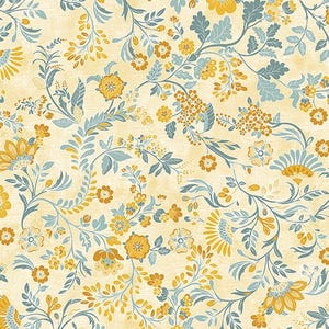 Chalk Paint Floral - Yellow - Chalk Barn by Shannon Roberts for Benartex, cotton fabric sold by the quarter yard, choose your cut
