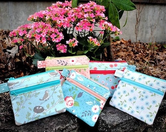 Double Zip Pouch Pattern by Sweet Janes Quilting & Design, DIY small notions bag or wallet, cute sewing zippered bag pattern