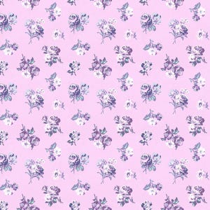 Nosegays - Pink - Digital - Louisa by Clothworks, cotton fabric sold by the quarter yard, choose your cut