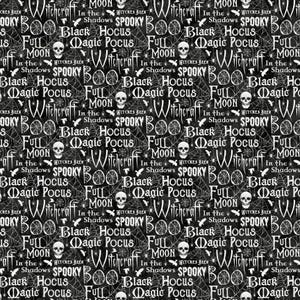 Words - Black Multi - Spellbound by Deborah Edwards for Northcott Fabrics, sold by the quarter yard, choose your cut