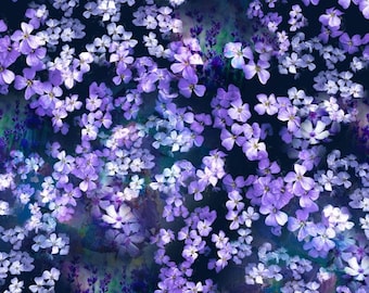 Small Floral - Violet - Spectrum Digital - Jewel Depths from Hoffman Fabrics, sold by the quarter yard, choose your cut