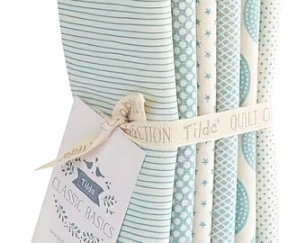 Classic Light Blue Basics - Tilda Fat Quarter Bundle, 6 Fabrics
