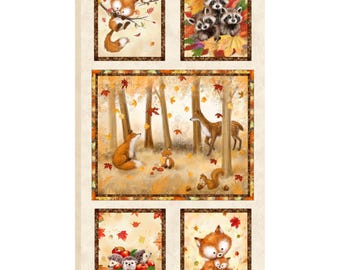 Forest Friends Blocks - PANEL - Fall Friends by Makiko for P&B Textiles