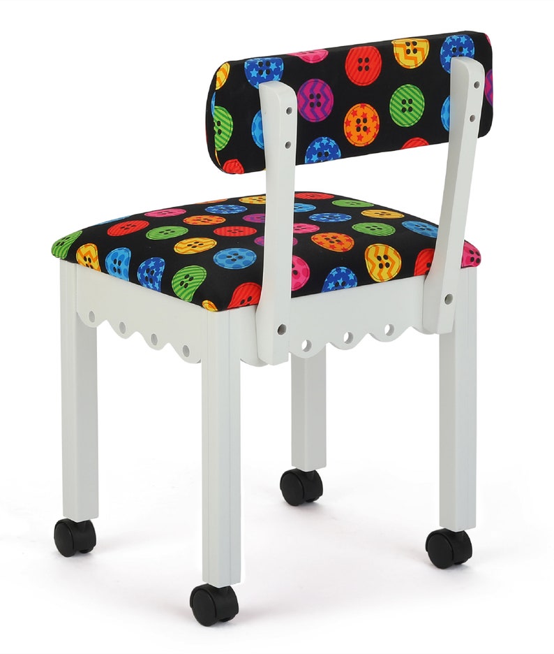 Arrow Wood Sewing and Craft Chair with Gingerbread Design Girly Print Button Pattern White Chair Craft Chair
