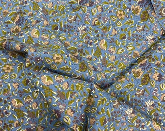 Tonal Folk Floral - Blue - LAWN - OSKikka by Hokkoh, sold by the quarter yard