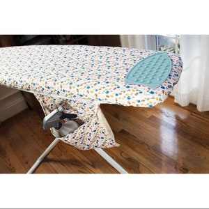 Floral Ironing Board Cover by Dritz with Built-In Silicon Iron Rest + Attached Pocket for Supplies, Cute Iron Board Covers