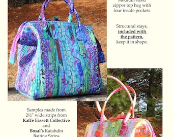Katahdin Tote Pattern by Aunties Two - Medium sized zipper tote bag with pockets