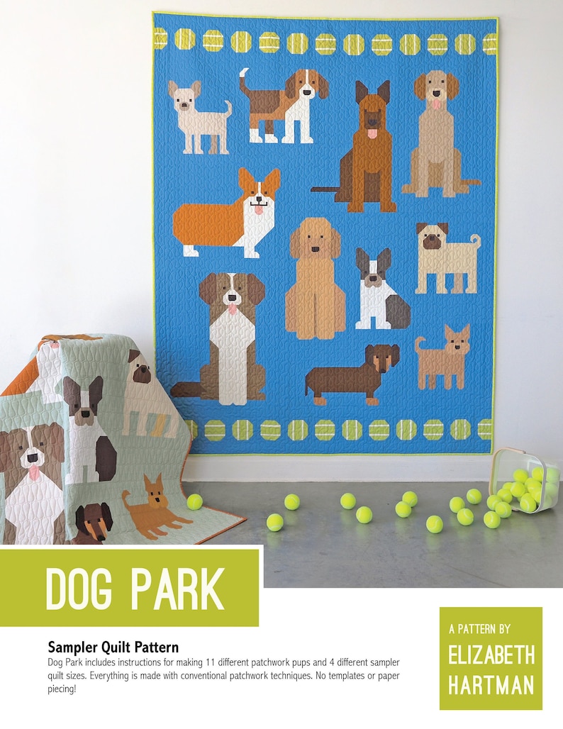 Dog Park Quilt Pattern by Elizabeth Hartman, Puppy Quilt Pattern for ...