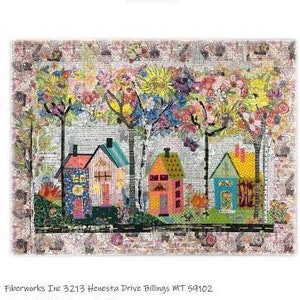 Birch Street Collage Pattern by Laura Heine, Floral Home Sweet Home Themed Quilt Pattern for Wall Hanging Floral Lovers