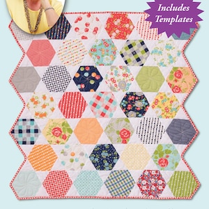 Honeycomb Quilt: Eleanor Burns Signature Pattern, Quilt in a Day intermediate scrappy quilt pattern - 3 quilt sizes & 2 templates included