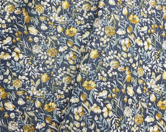 Busy Tonal Floral Sweet - Blue Grey - LAWN - OSKikka by Hokkoh, sold by quarter yard