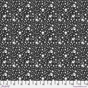 Starry Skulls - Black - Witchy Ways by Cori Dantini for Free Spirit, cotton fabric sold by the quarter yard, choose your cut