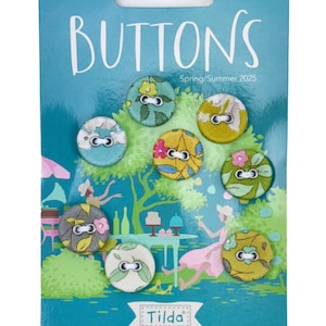 Tilda Sunday Brunch Buttons 0.63in (16mm) 8 pcs fabric covered buttons