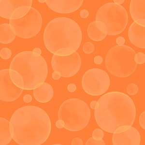 May include: An orange background with a repeating pattern of translucent, light orange circles of varying sizes. The circles overlap, creating a layered effect. The overall design is simple and abstract.