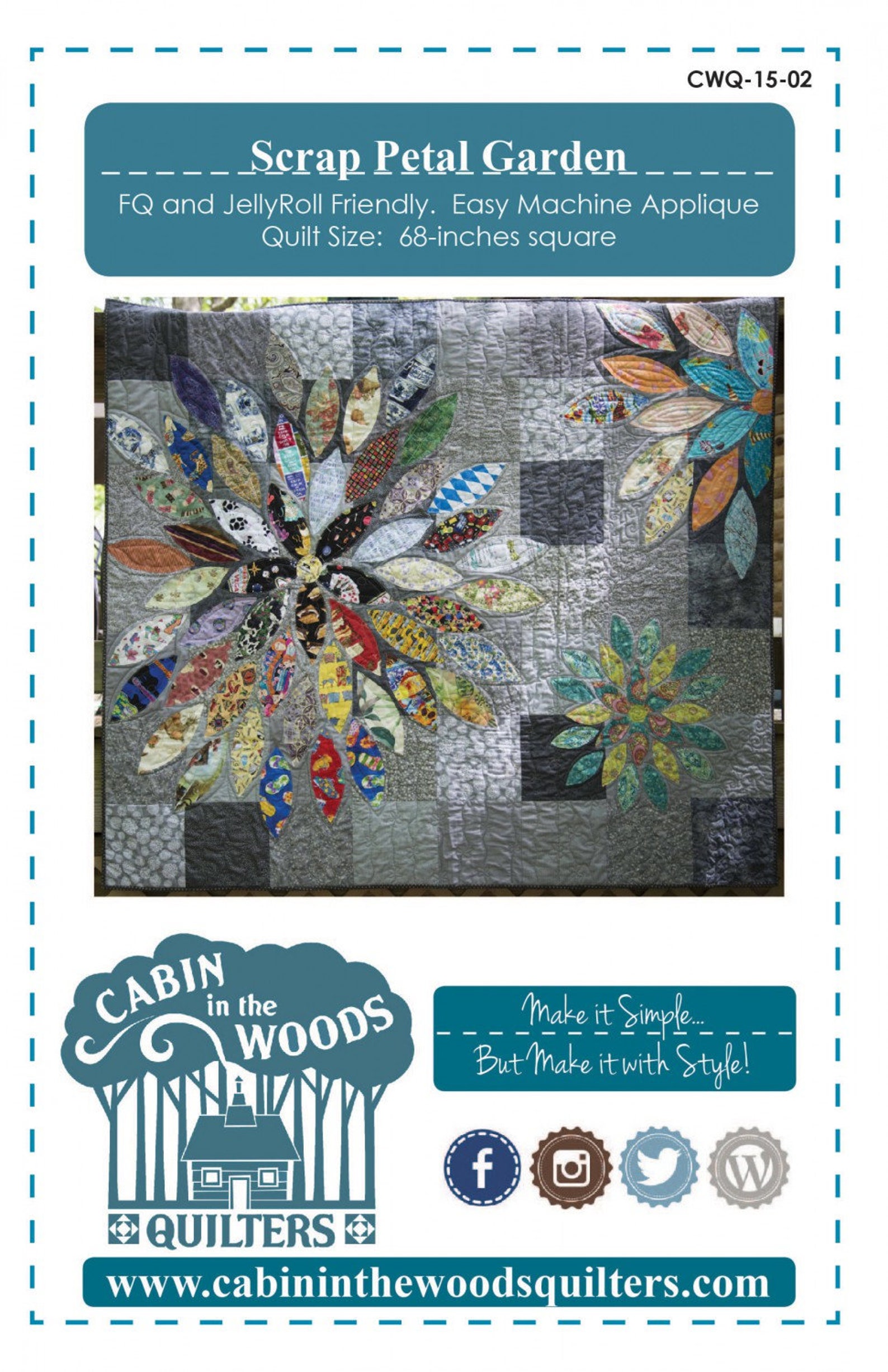 Scrappy Floral Quilt Pattern Pt Scrap Petal Garden By Woods Etsy