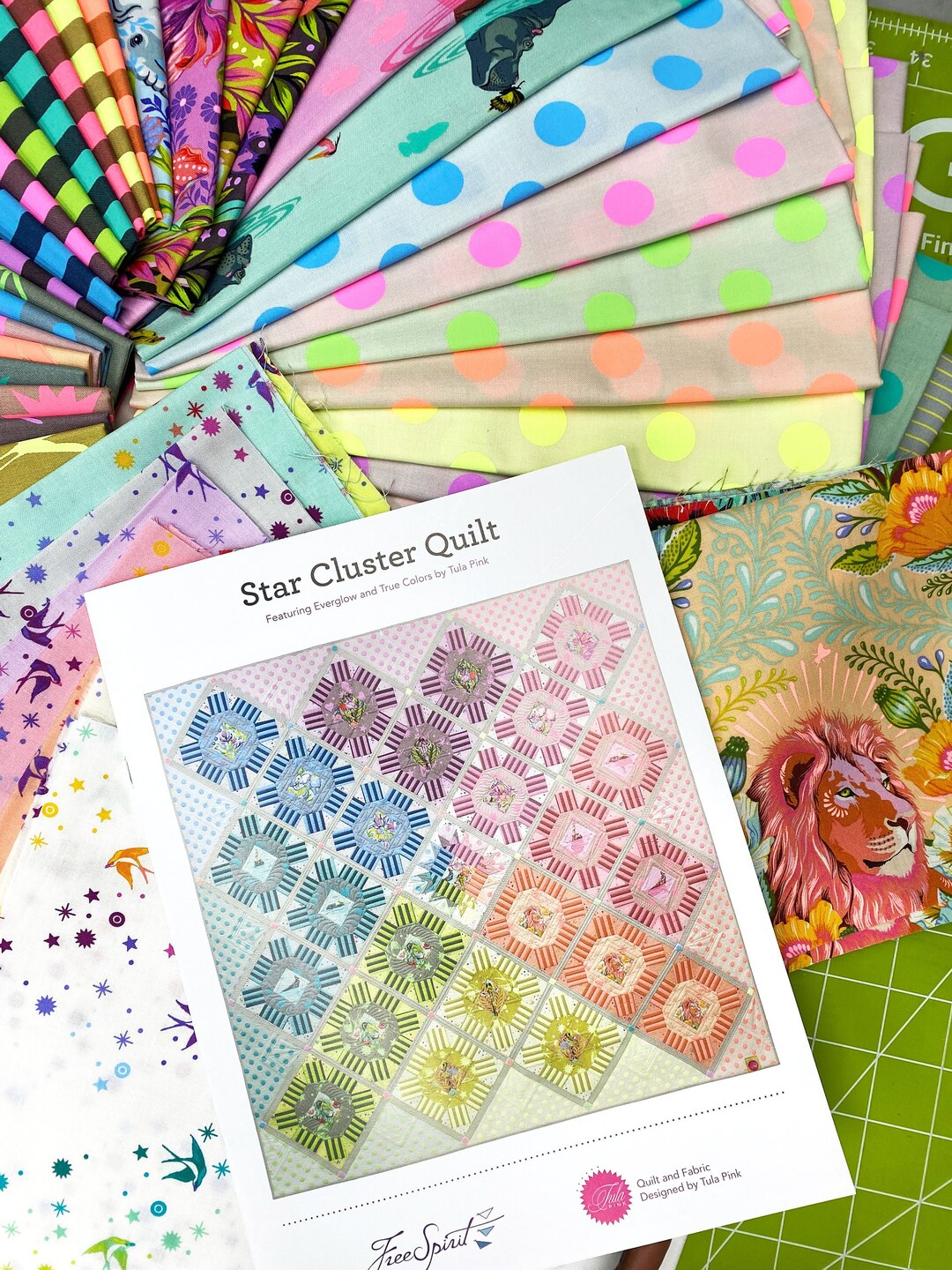 Tula Pink Star Cluster Quilt Kit Everglow Features New Tula Neon Fabric