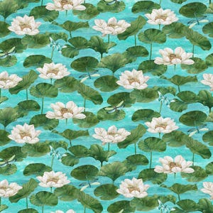 NORTHCOTT - Tranquil Waters by Deborah Edwards - Water Lilies - Turquoise