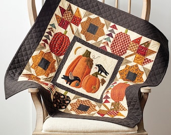 Pumpkin Patch Quilt Pattern by Buttermilk Basin - Autumn crow and pumpkin patchwork and wool appliqué farm quilt