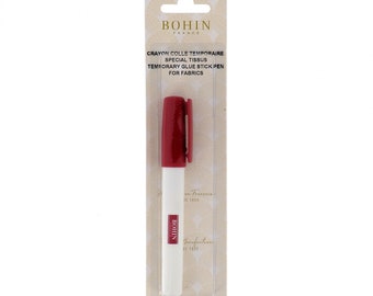 Bohin Temporary Glue Stick Pen for Delicate Fabrics, Removable Glue Applicator for Applique, Sewing and Quilting Projects