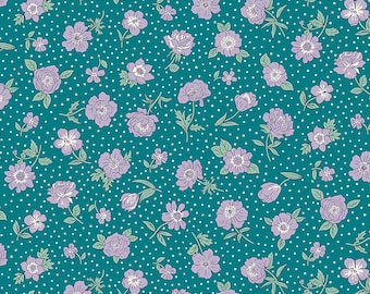 Heritage Park - B - Teal - London Bouquet by Liberty Fabrics, sold by the quarter yard