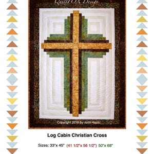 Log Cabin Christian Cross by QuiltFox, Cross Pattern, Religious Pattern, Church Patterns, Gift Ideas, Christian, Baptism Quilt, Item 8108CH