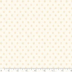 May include: Cream-colored fabric with a repeating pattern of small, stylized floral or geometric shapes in a light tan color. The pattern is evenly spaced across the fabric, creating a consistent and delicate design. The fabric is likely cotton or a similar material.