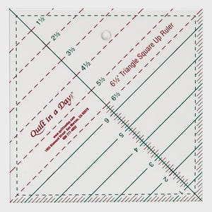 6 1/2 Triangle Square Up Ruler by Quilt in a Day - Make perfect half triangle squares and quarter triangle squares