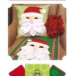 Petal Pop Santa Pattern by Sugar Bee Quilts, pillow and table runner Christmas pattern
