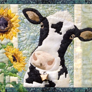 And On That Farm And A Moo Moo There Applique Quilt Farm Inspired Pattern for Animal Lovers, Sunflower and Spring Applique Projects