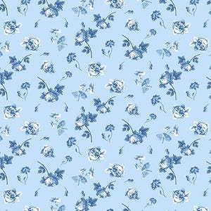 Ditsy Floral - Lt. Blue - English Blue & White from Blank Quilting, sold by the quarter yard, choose your cut